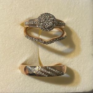 10k Rose Gold Diamond Trio Wedding set